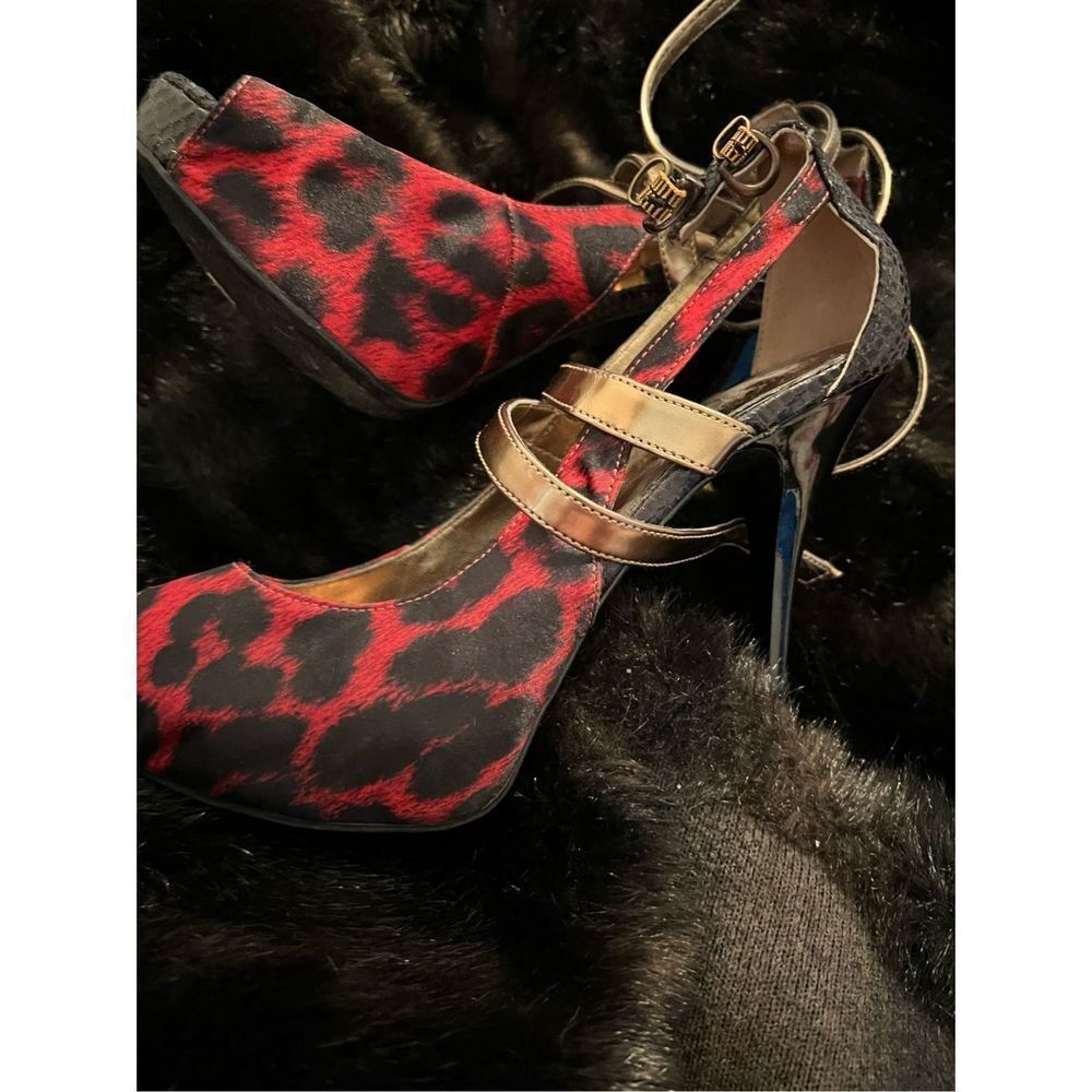 Guess Animal Print, Cheetah Ruby Red High Heels S… - image 2